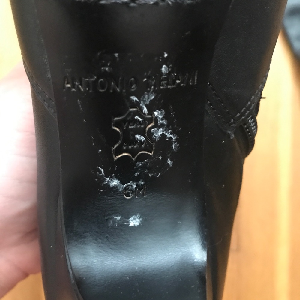 ANTONIO MELANI NWOT Heel Black Mid Calf Leather Buckle Boots 8 - Picture 6 of 6